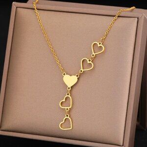 Hearts Pendant Charm Necklace